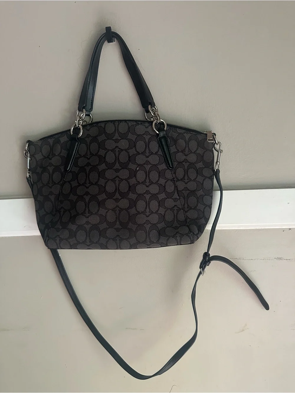 COACH Signature Canvas Satchel in Charcoal/Black